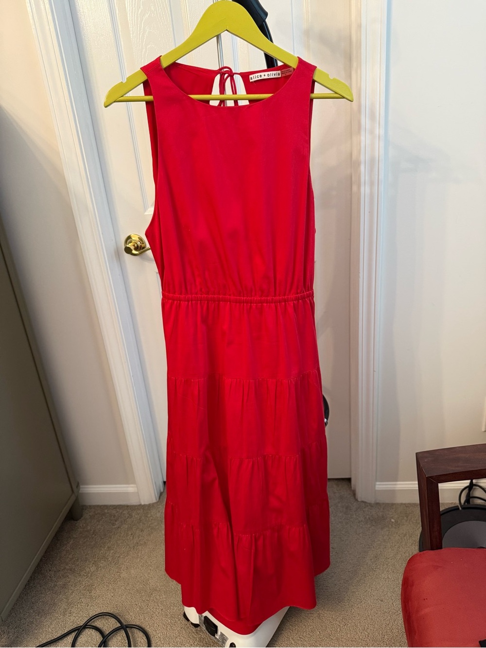 Alice + Olivia Bright Red Tiered Maxi Dress